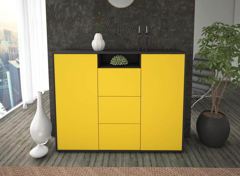 Highboard Quartilla, Gelb Front (136x108x35cm) - Dekati GmbH