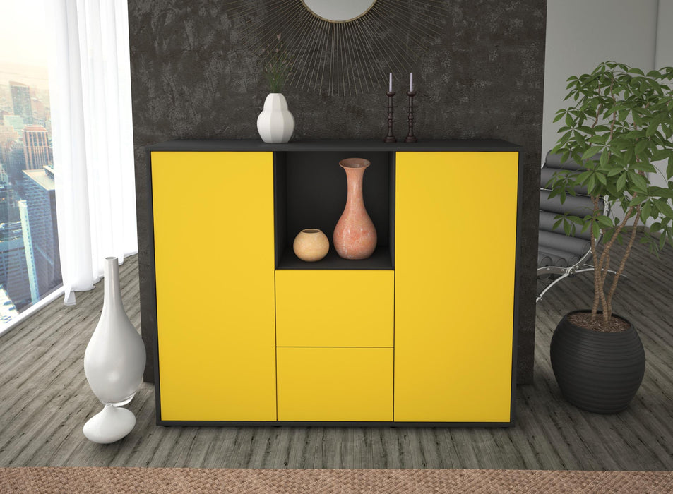 Highboard Rabea, Gelb Front (136x108x35cm) - Dekati GmbH