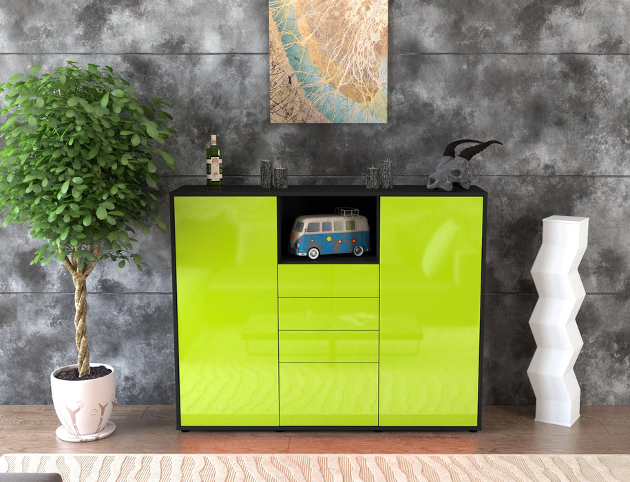 Highboard Rebecca, Grün Front (136x108x35cm) - Dekati GmbH