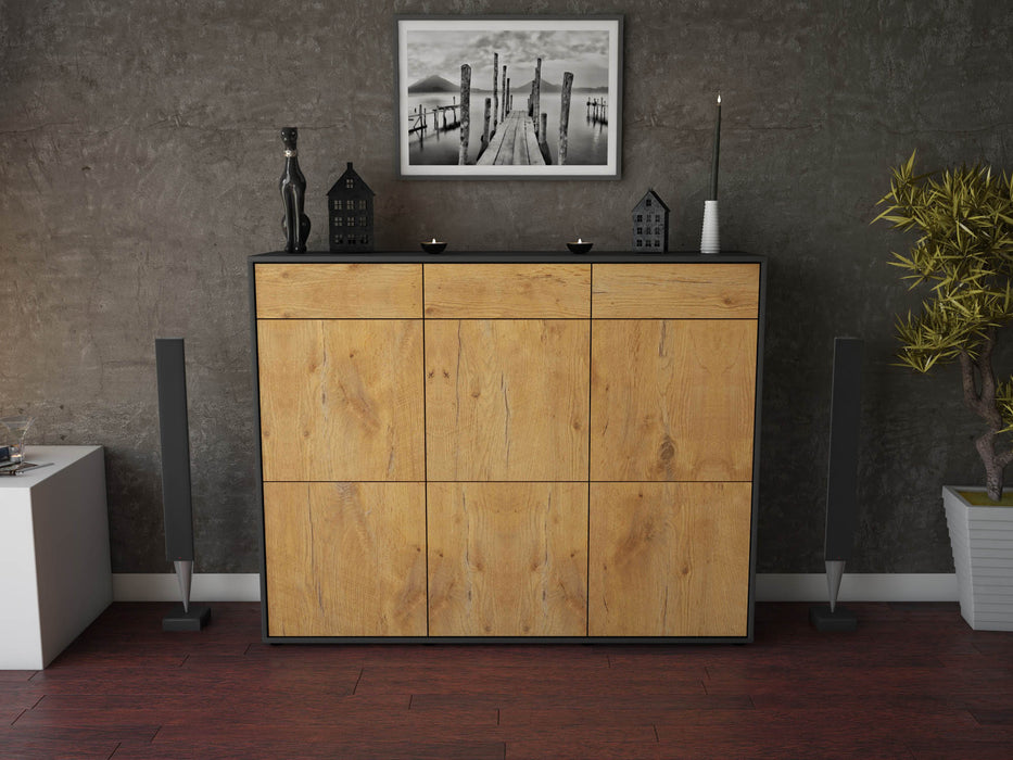 Highboard Santina, Eiche Front (136x108x35cm) - Dekati GmbH