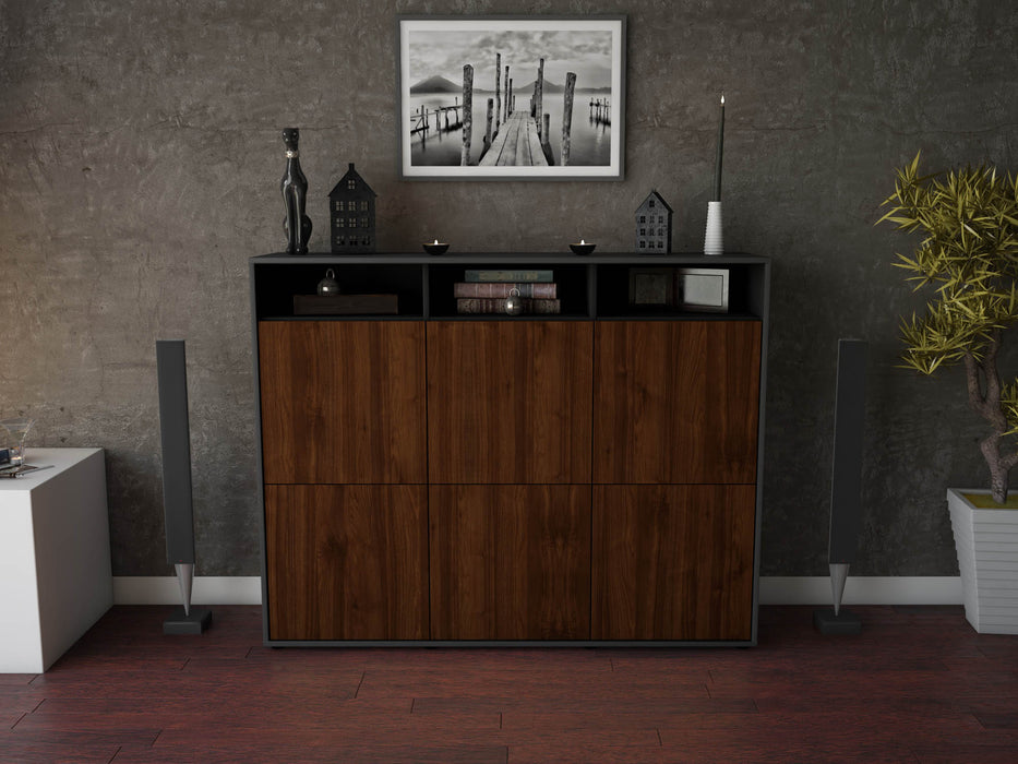 Highboard Sara, Walnuss Front (136x108x35cm) - Dekati GmbH