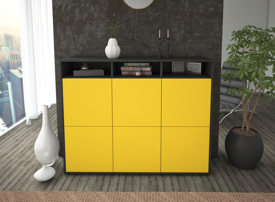 Highboard Sara, Gelb Front (136x108x35cm) - Dekati GmbH