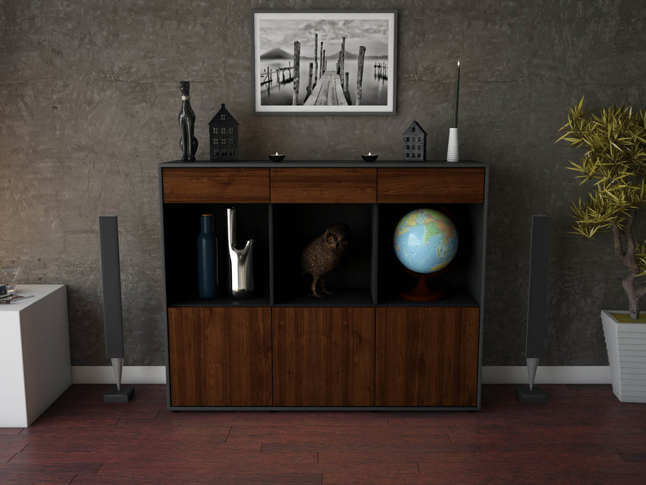 Highboard Selina, Walnuss Front (136x108x35cm) - Dekati GmbH