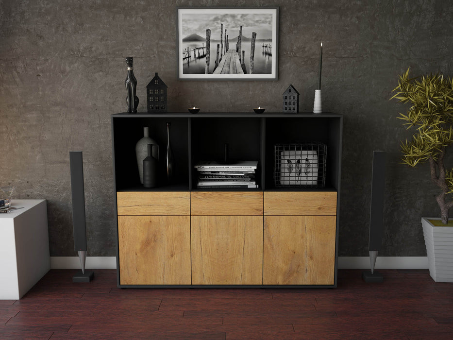 Highboard Selma, Eiche Front (136x108x35cm) - Dekati GmbH