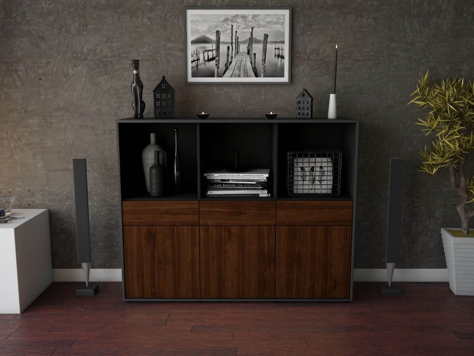 Highboard Selma, Walnuss Front (136x108x35cm) - Dekati GmbH