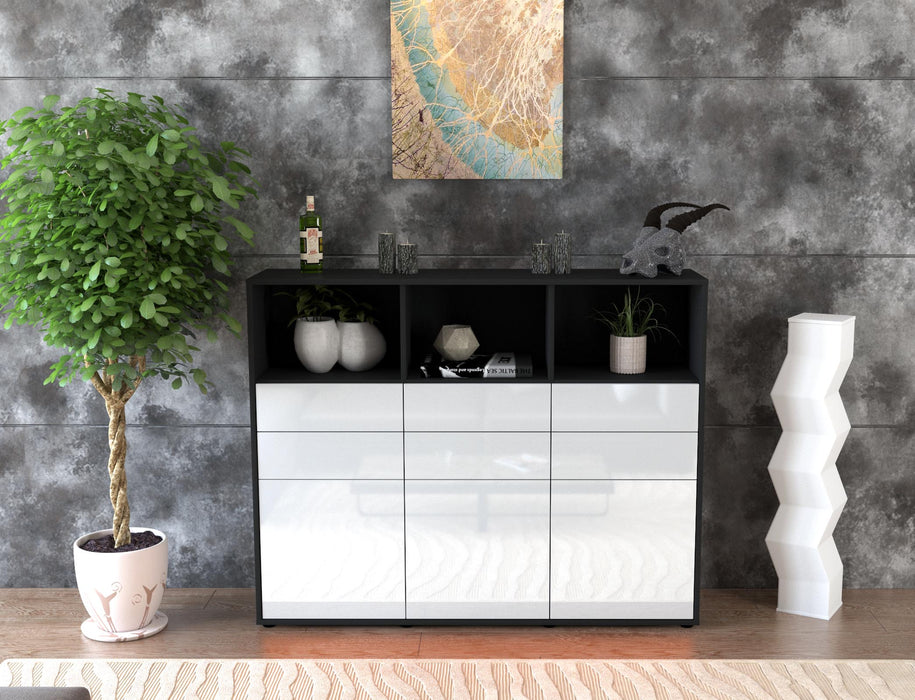 Highboard Serenella, Weiß Front (136x108x35cm) - Dekati GmbH