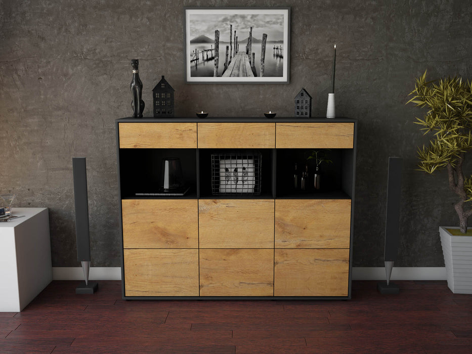 Highboard Stella, Eiche Front (136x108x35cm) - Dekati GmbH