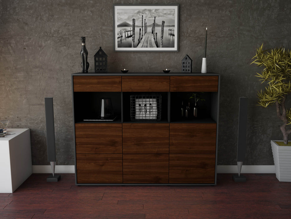 Highboard Stella, Walnuss Front (136x108x35cm) - Dekati GmbH