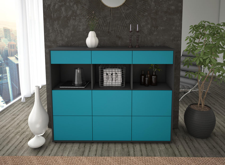 Highboard Stella, Türkis Front (136x108x35cm) - Dekati GmbH