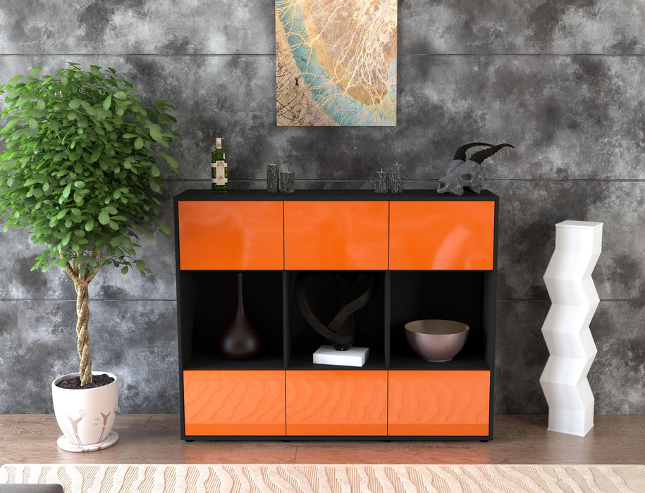 Highboard Suna, Orange Front (136x108x35cm) - Dekati GmbH