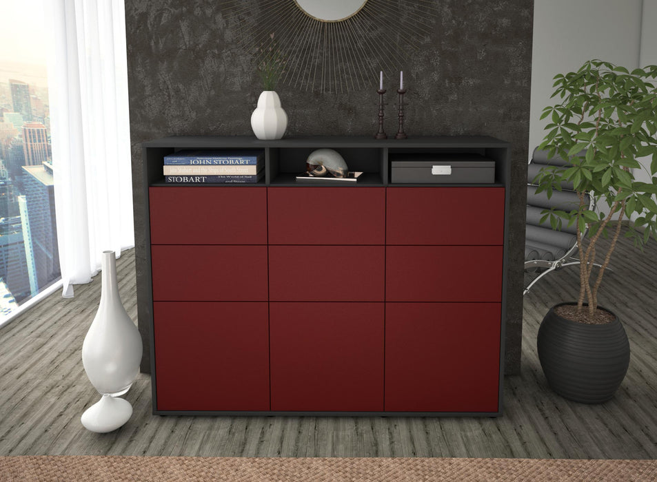 Highboard Tatiana, Bordeaux Front (136x108x35cm) - Dekati GmbH