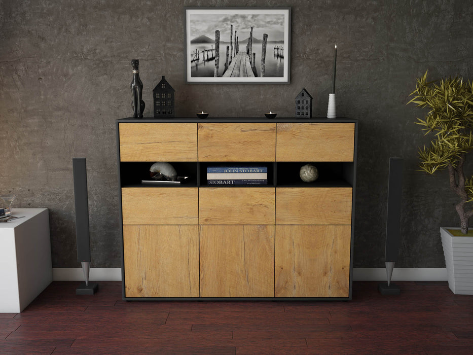 Highboard Teresa, Eiche Front (136x108x35cm) - Dekati GmbH