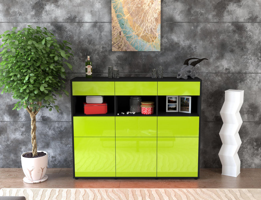 Highboard Tina, Grün Front (136x108x35cm) - Dekati GmbH