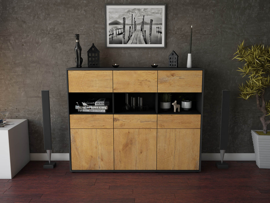 Highboard Tizia, Eiche Front (136x108x35cm) - Dekati GmbH