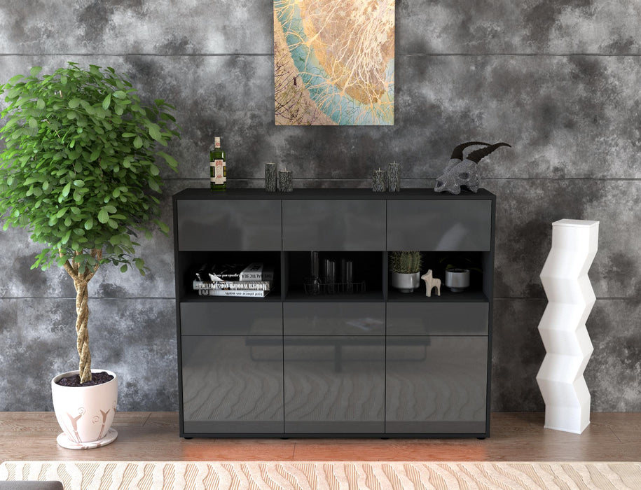 Highboard Tizia, Grau Front (136x108x35cm) - Dekati GmbH