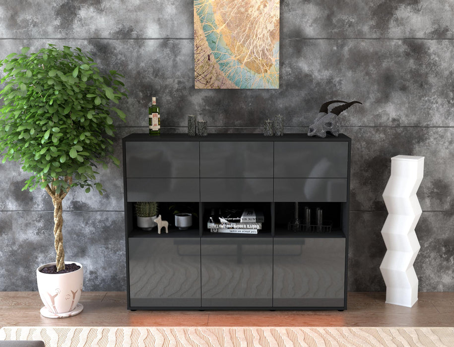 Highboard Tiziana, Grau Front (136x108x35cm) - Dekati GmbH