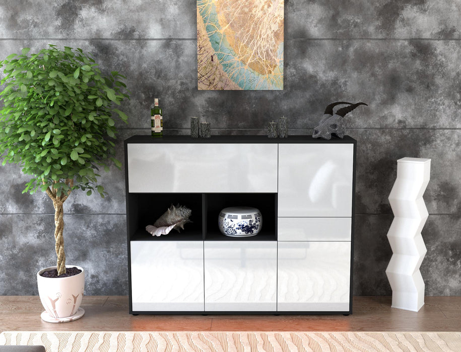 Highboard Valeria, Weiß Front (136x108x35cm) - Dekati GmbH