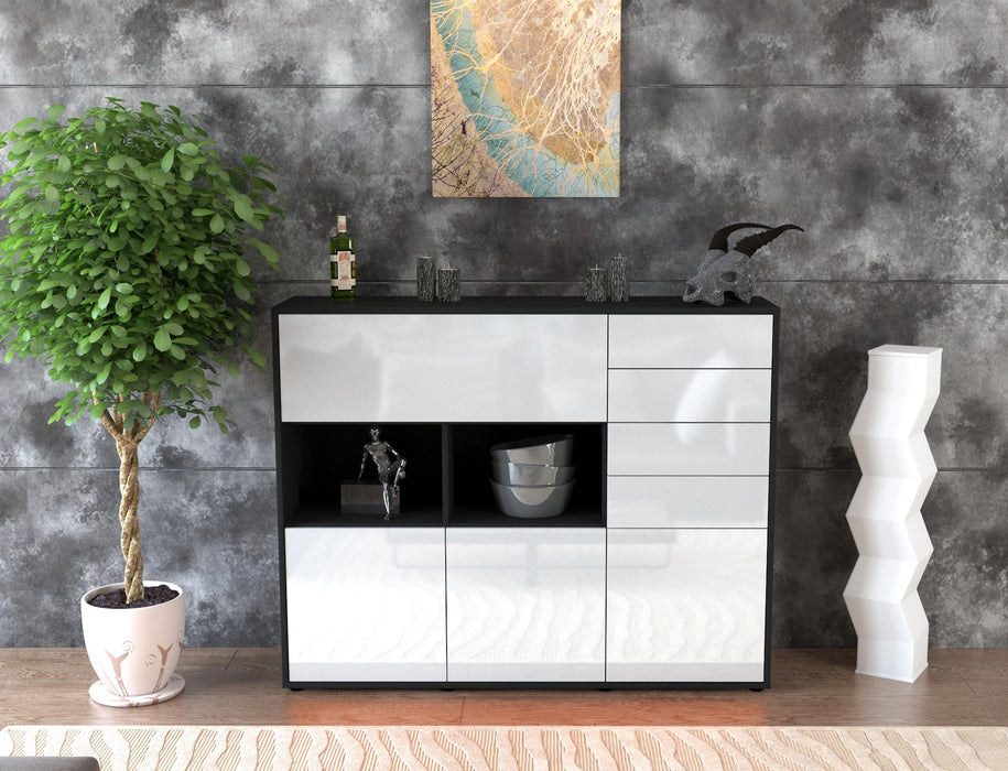 Highboard Vanda, Weiß Front (136x108x35cm) - Dekati GmbH