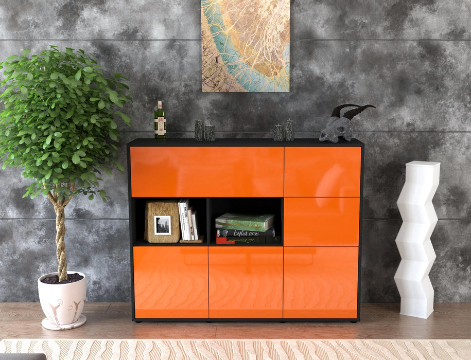 Highboard Velia, Orange Front (136x108x35cm) - Dekati GmbH