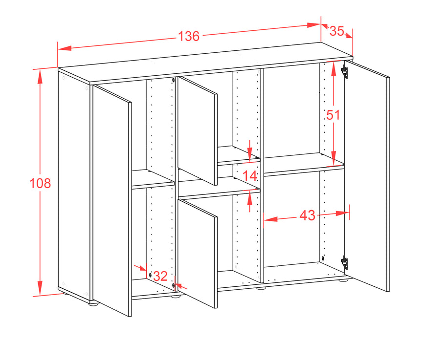 Highboard Maila, Rost Maße (136x108x35cm) - Dekati GmbH