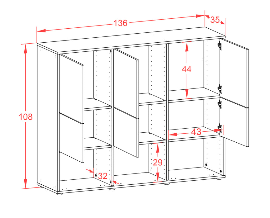 Highboard Zaccaria, Rost Maße (136x108x35cm) - Dekati GmbH