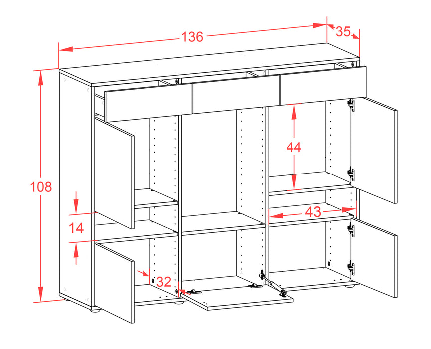 Highboard Viola, Beton Maße (136x108x35cm) - Dekati GmbH