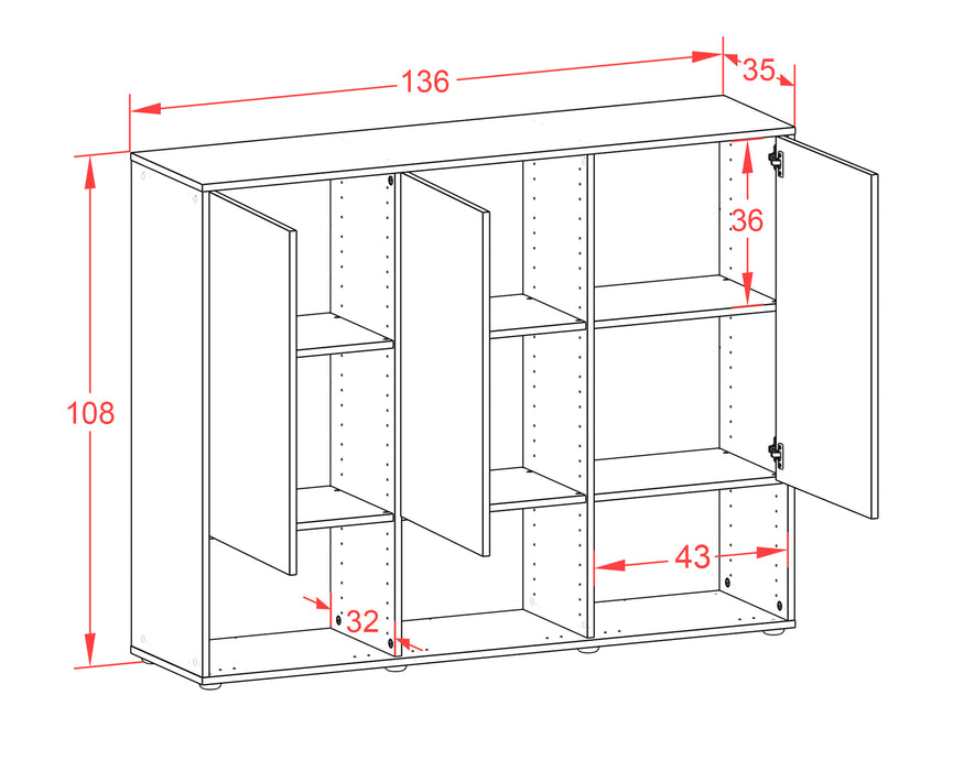 Highboard Mea, Rost Maße (136x108x35cm) - Dekati GmbH