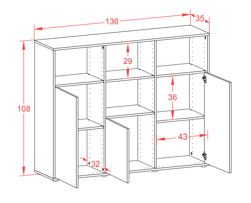 Highboard Mia, Rost Maße (136x108x35cm) - Dekati GmbH