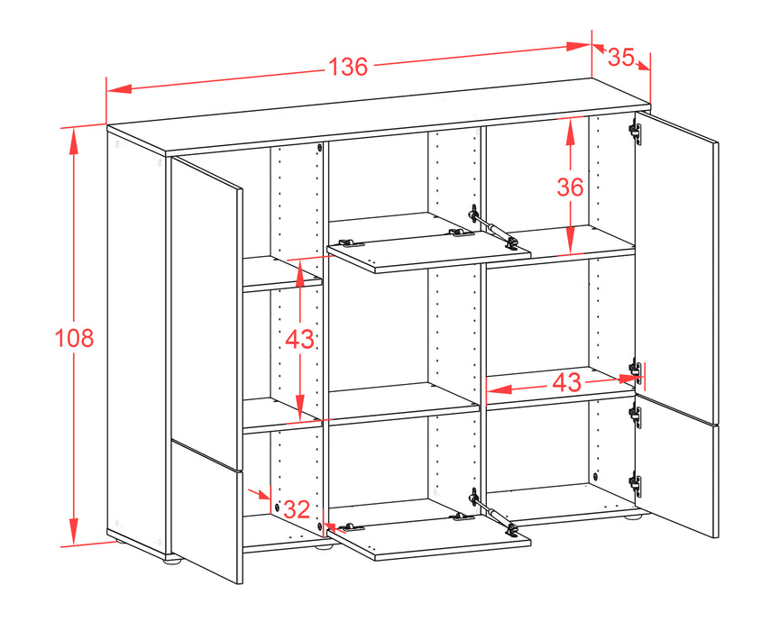 Highboard Mimma, Rost Maße (136x108x35cm) - Dekati GmbH