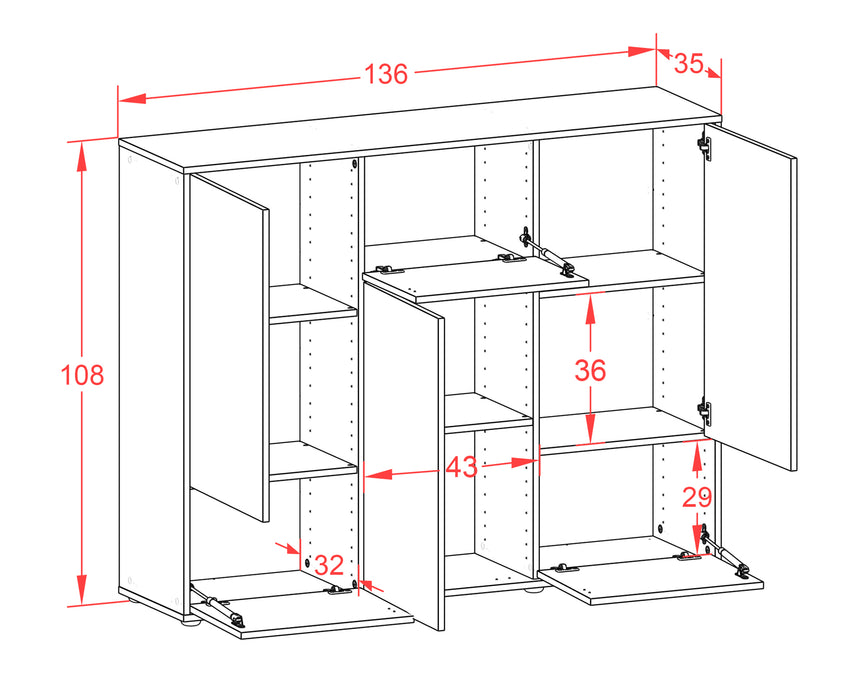 Highboard Mira, Rost Maße (136x108x35cm) - Dekati GmbH