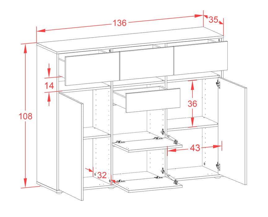 Highboard Nica, Beton Maße (136x108x35cm) - Dekati GmbH