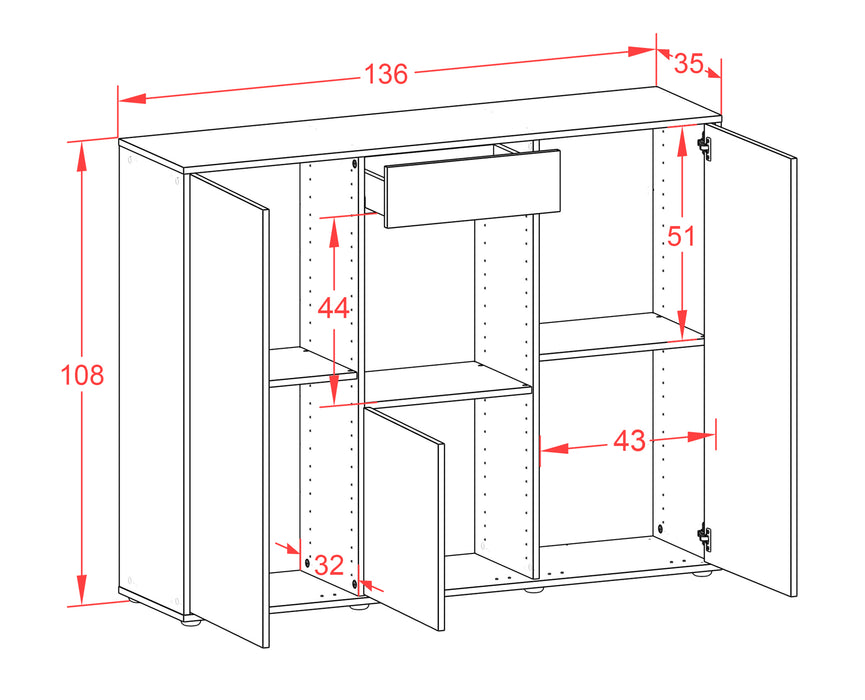 Highboard Peppina, Beton Maße (136x108x35cm) - Dekati GmbH