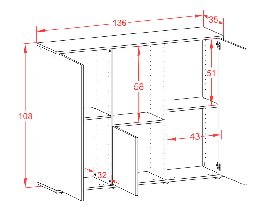 Highboard Pia, Rost Maße (136x108x35cm) - Dekati GmbH