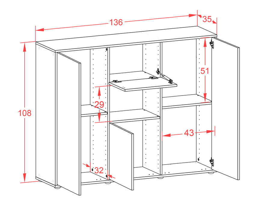 Highboard Pippa, Rost Maße (136x108x35cm) - Dekati GmbH