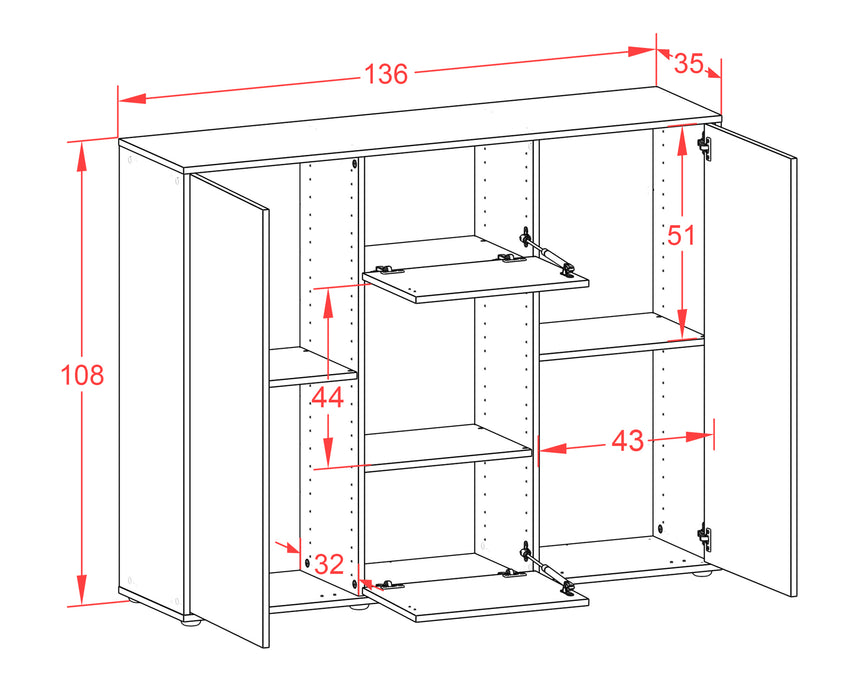 Highboard Priscilla, Rost Maße (136x108x35cm) - Dekati GmbH