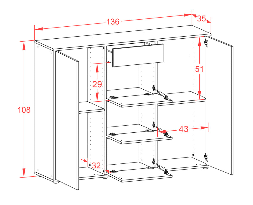 Highboard Prospera, Rost Maße (136x108x35cm) - Dekati GmbH