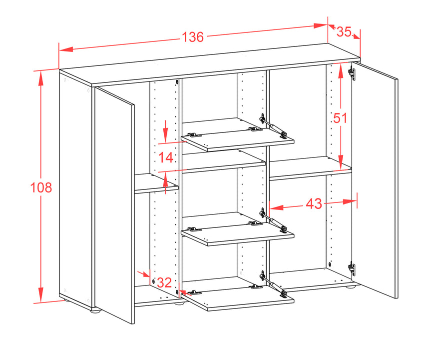 Highboard Quinta, Rost Maße (136x108x35cm) - Dekati GmbH