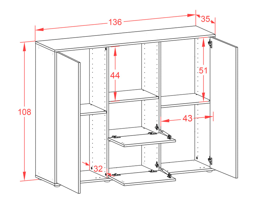 Highboard Rabea, Rost Maße (136x108x35cm) - Dekati GmbH