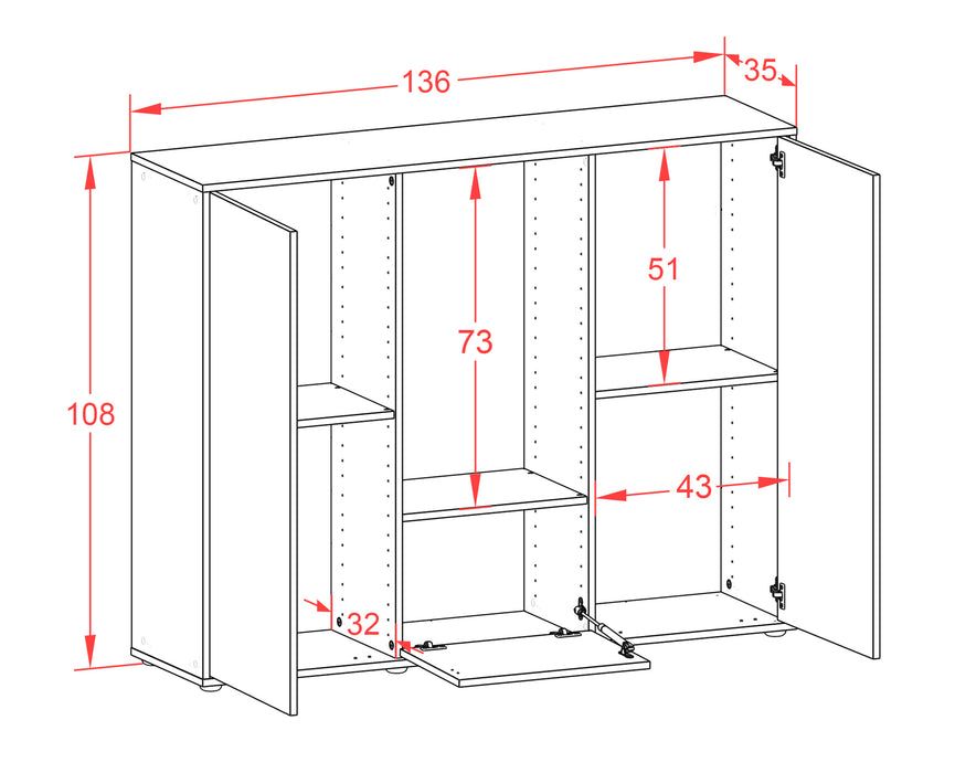 Highboard Renata, Rost Maße (136x108x35cm) - Dekati GmbH