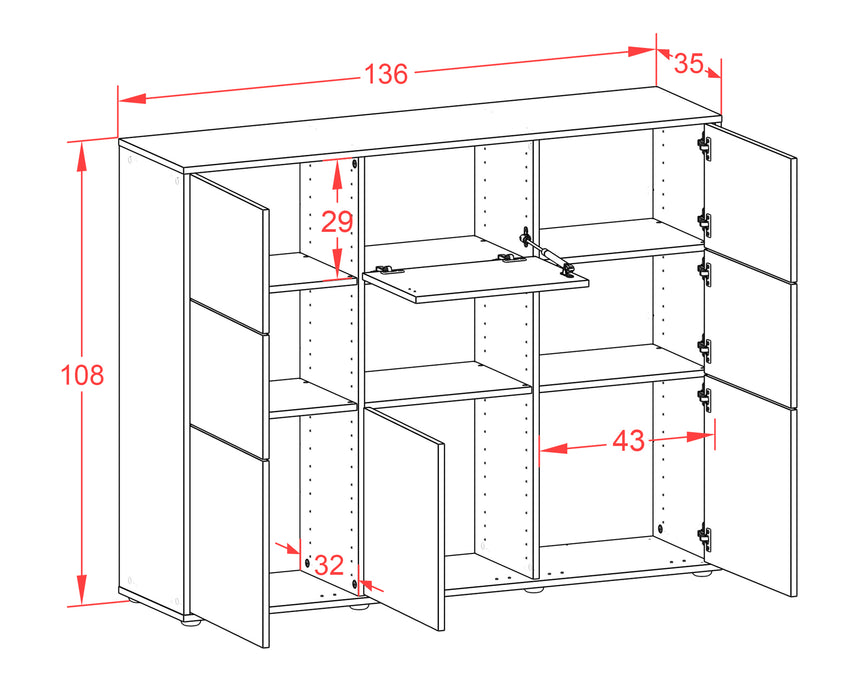 Highboard Silvia, Rost Maße (136x108x35cm) - Dekati GmbH