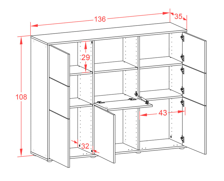 Highboard Simona, Rost Maße (136x108x35cm) - Dekati GmbH