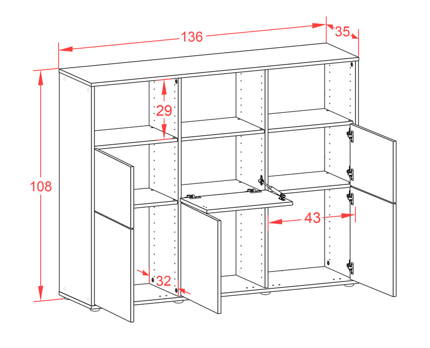 Highboard Sina, Beton Maße (136x108x35cm) - Dekati GmbH