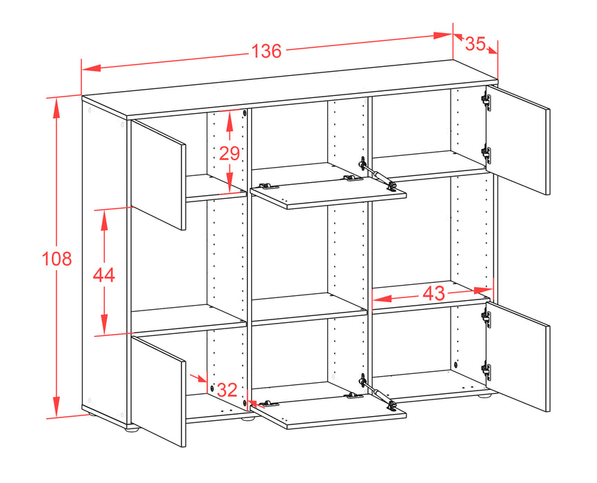 Highboard Suna, Rost Maße (136x108x35cm) - Dekati GmbH