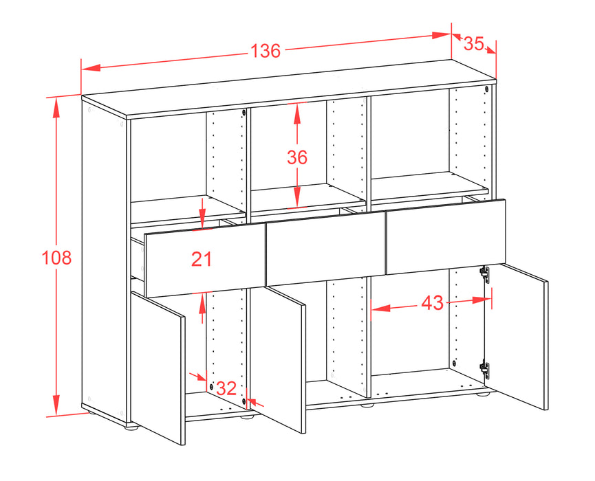 Highboard Theresia, Rost Maße (136x108x35cm) - Dekati GmbH