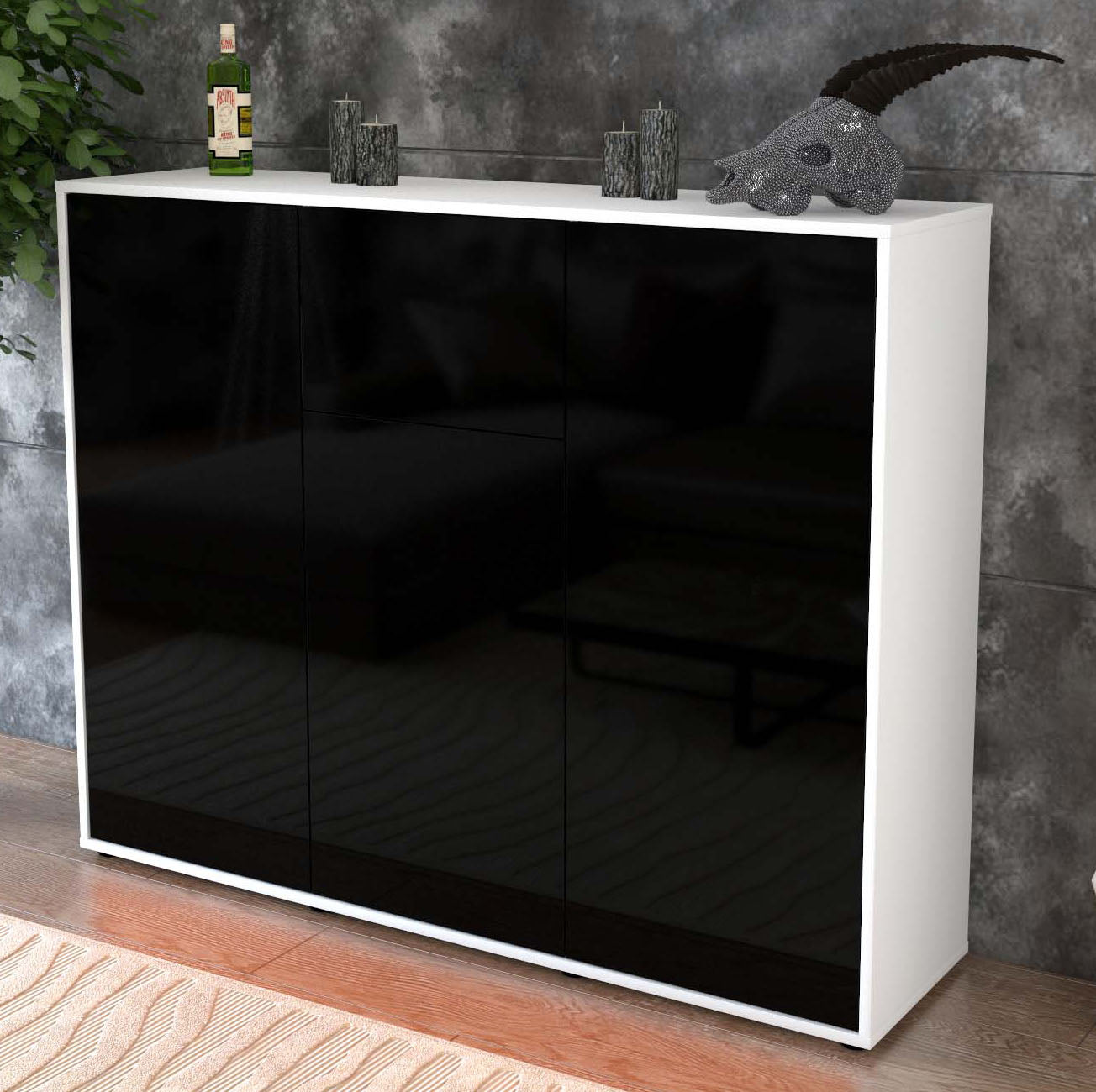 Highboard Lya, Schwarz Studio (136x108x35cm) - Dekati GmbH