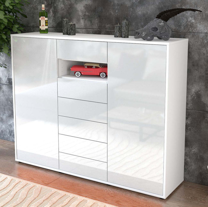 Highboard Maria, Weiß Studio (136x108x35cm) - Dekati GmbH