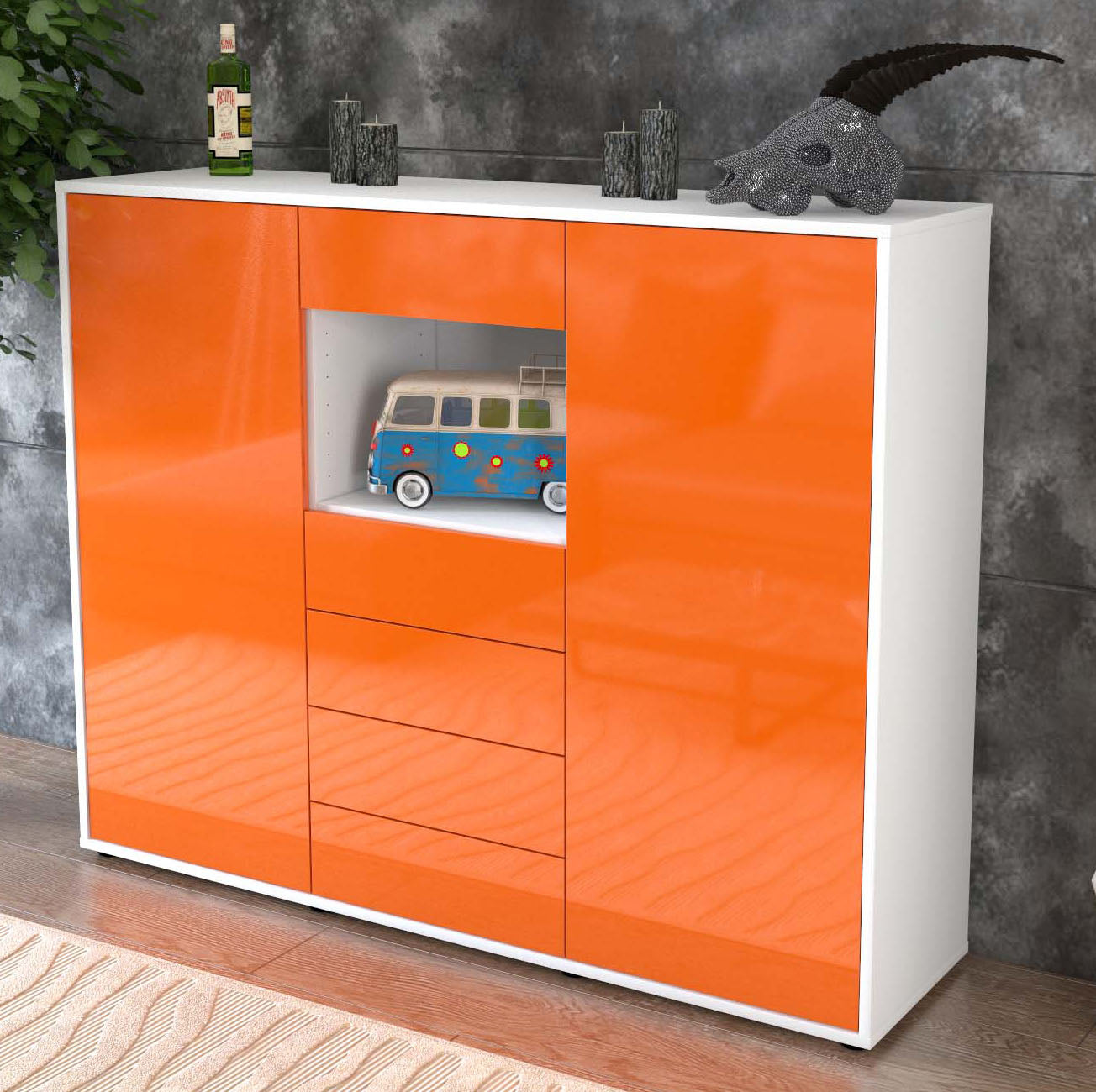 Highboard Marie, Orange Studio (136x108x35cm) - Dekati GmbH