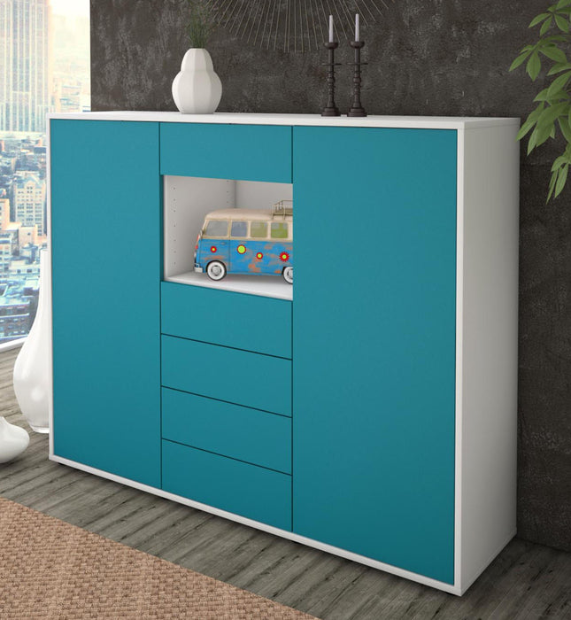 Highboard Marie, Türkis Studio (136x108x35cm) - Dekati GmbH