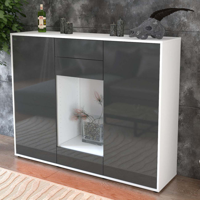 Highboard Marika, Grau Studio (136x108x35cm) - Dekati GmbH