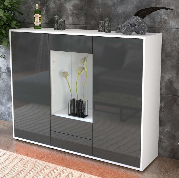 Highboard Marilena, Grau Studio (136x108x35cm) - Dekati GmbH